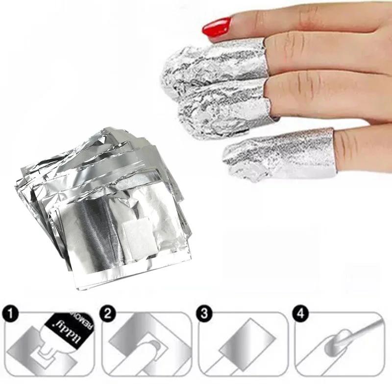 100Pcs Aluminium Foil Remover Wraps With Acetone Nail Art Soak Off Acrylic Gel Nail Polish Removal Wraps Remover Mak